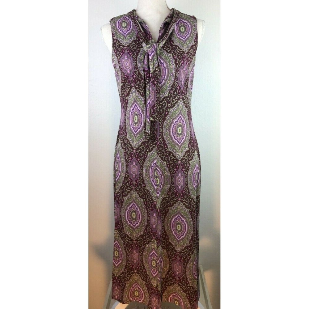 Harold's Purple, Lavender & Green Dress Size Large 1990's Med-Lg Fit